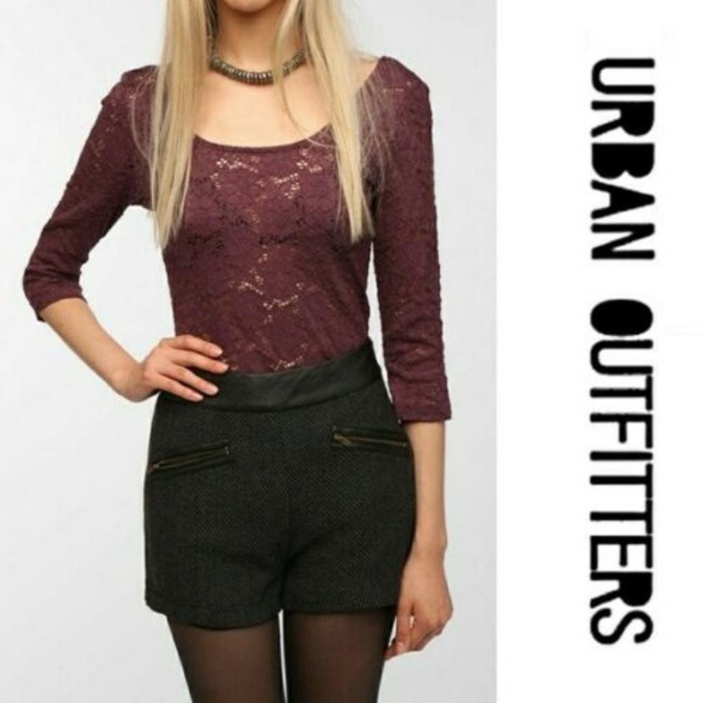 Pins & Needles purple lace scoop neck 3/4 sleeve top